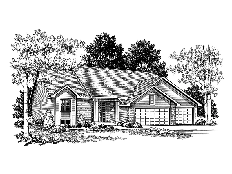 Traditional Ranch Home Plan With Gabled Design