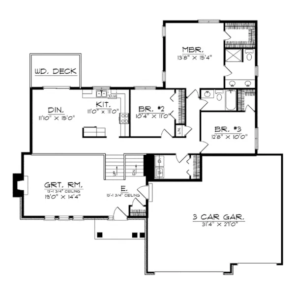 Traditional House Plan First Floor - Cartwright Traditional Home 051D-0192 - Search House Plans and More