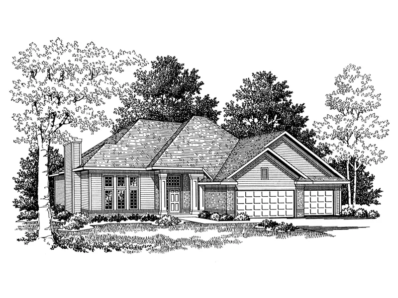 Traditional House Plan Front Image of House - Carnegie Traditional Ranch Home 051D-0193 - Search House Plans and More