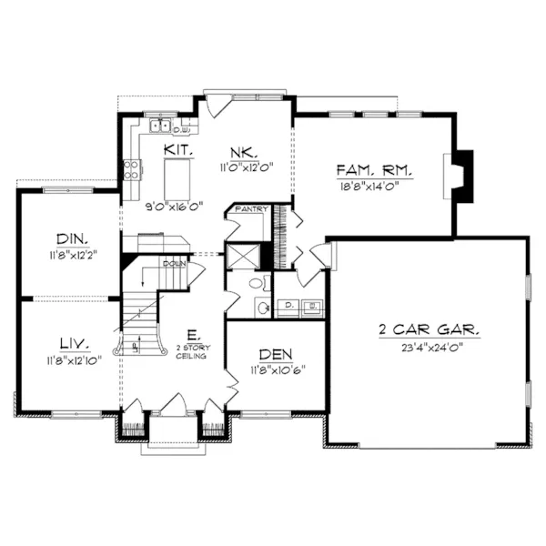 Southern House Plan First Floor - Fairoyal Formal Georgian Home 051D-0194 - Search House Plans and More