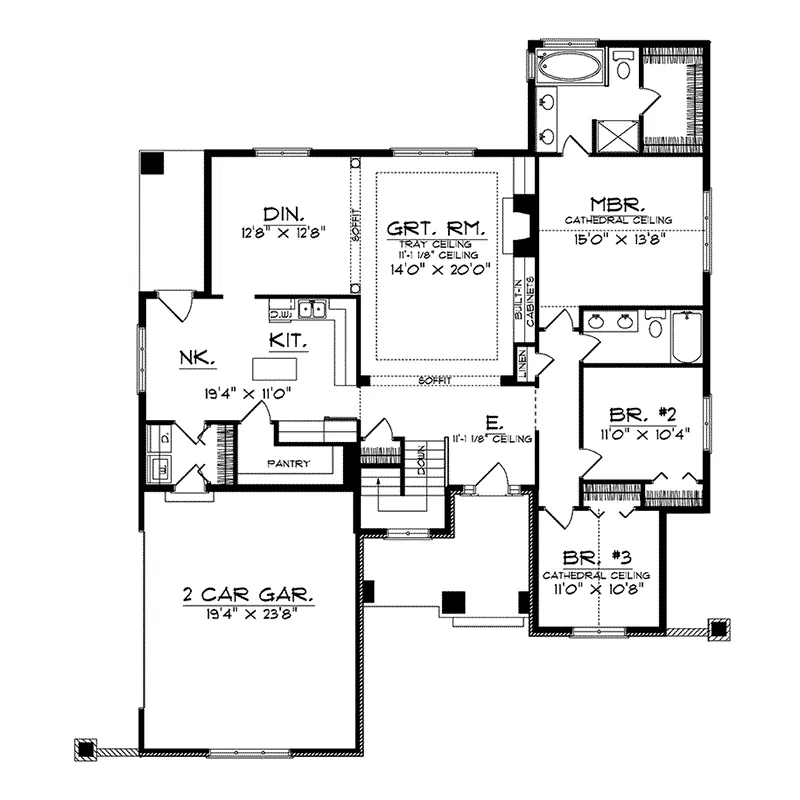 Southern House Plan First Floor - Riverside Farm Rustic Home 051D-0197 - Shop House Plans and More