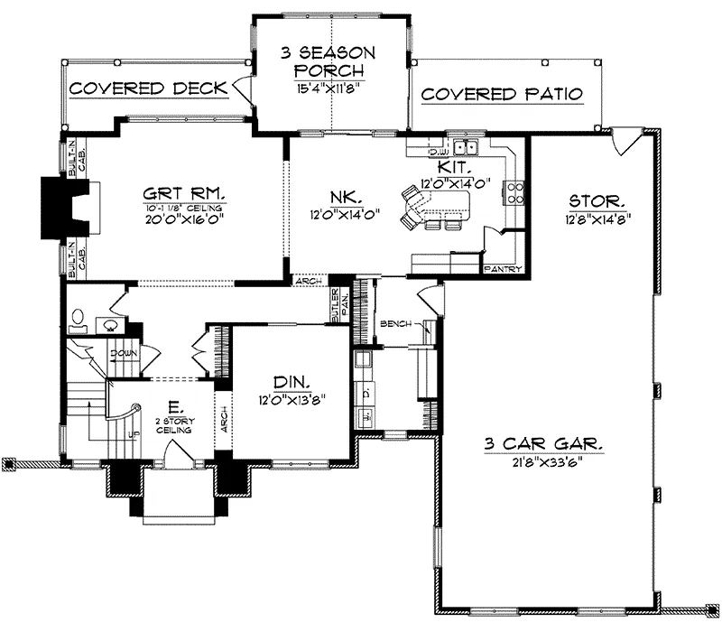 Craftsman House Plan First Floor - Rio Silva Rustic Home 051D-0199 - Shop House Plans and More