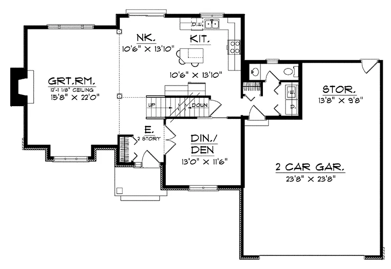 Traditional House Plan First Floor - Mason Green Traditional Home 051D-0201 - Shop House Plans and More