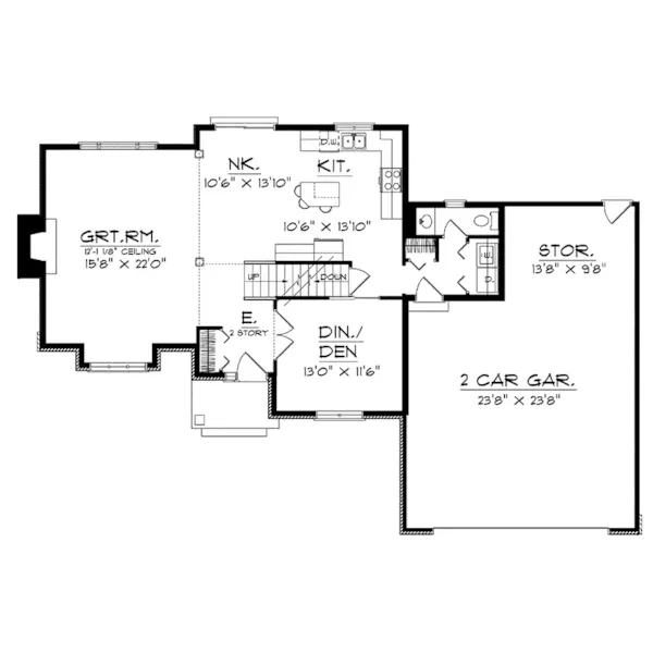 Modern House Plan First Floor - Mason Green Traditional Home 051D-0201 - Shop House Plans and More