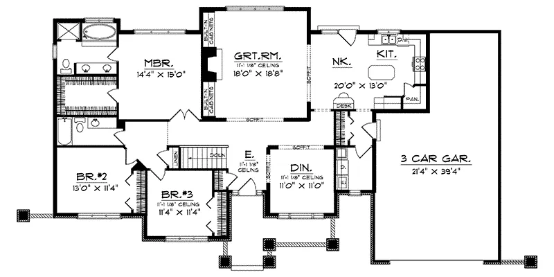 Traditional House Plan First Floor - Alexis Creek Contemporary Home 051D-0210 - Search House Plans and More