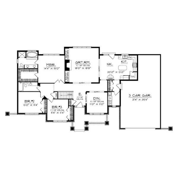 Shingle House Plan First Floor - Alexis Creek Contemporary Home 051D-0210 - Search House Plans and More