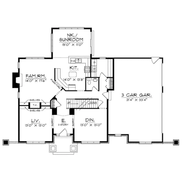 Modern House Plan First Floor - Talleywood Prairie Style Home 051D-0211 - Shop House Plans and More