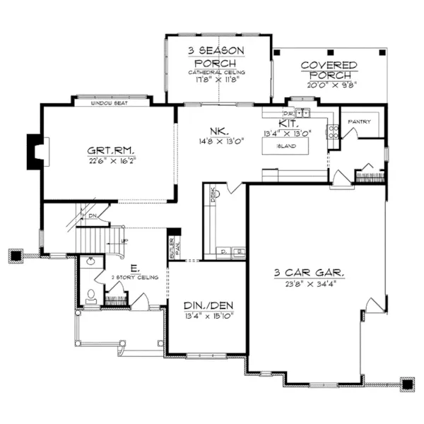 Farmhouse Plan First Floor - Oakgrove Traditional Home 051D-0212 - Shop House Plans and More