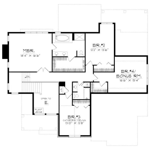 Farmhouse Plan Second Floor - Oakgrove Traditional Home 051D-0212 - Shop House Plans and More