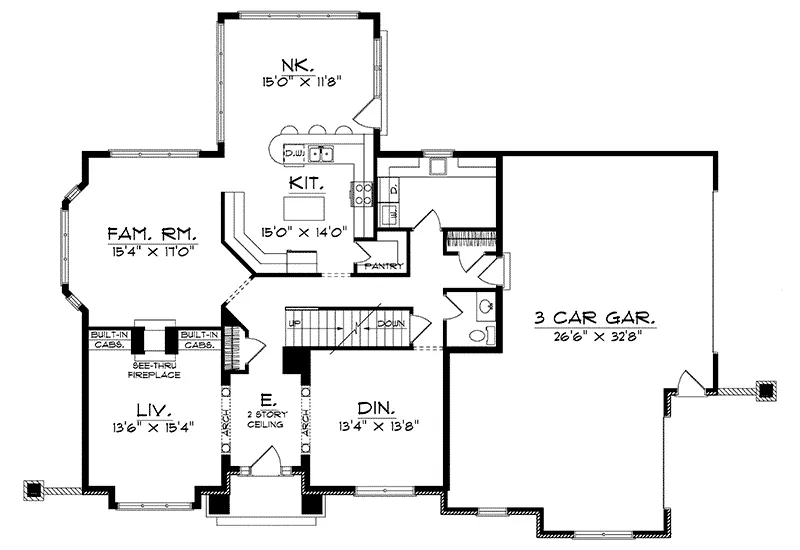 Shingle House Plan First Floor - Primrose Valley Shingle Home 051D-0213 - Shop House Plans and More