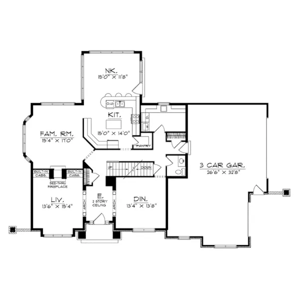 Arts & Crafts House Plan First Floor - Primrose Valley Shingle Home 051D-0213 - Shop House Plans and More