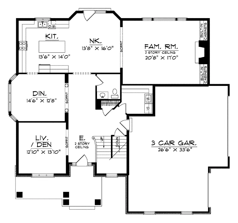 Arts & Crafts House Plan First Floor - Ballas Traditional Home 051D-0214 - Search House Plans and More