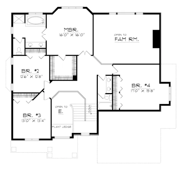 Traditional House Plan Second Floor - Ballas Traditional Home 051D-0214 - Search House Plans and More