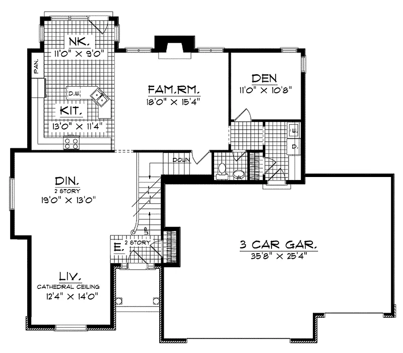 Traditional House Plan First Floor - Gretna Traditional Home 051D-0215 - Search House Plans and More