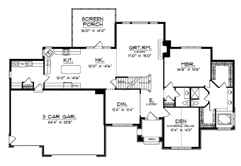 Modern House Plan First Floor - Pandora Traditional Home 051D-0219 - Shop House Plans and More