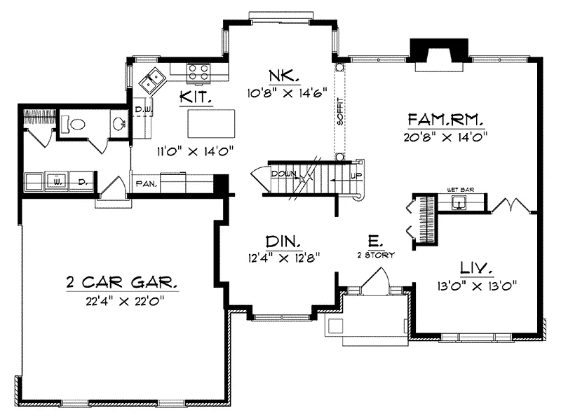 Modern House Plan First Floor - Anya Traditional Home 051D-0225 - Search House Plans and More