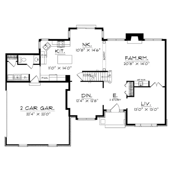 Southern House Plan First Floor - Anya Traditional Home 051D-0225 - Search House Plans and More