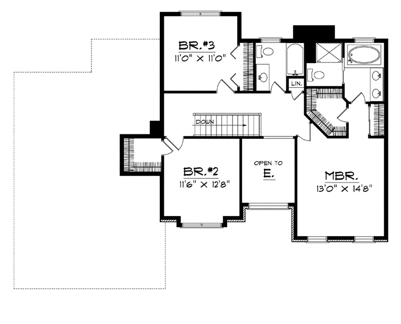 Modern House Plan Second Floor - Anya Traditional Home 051D-0225 - Search House Plans and More