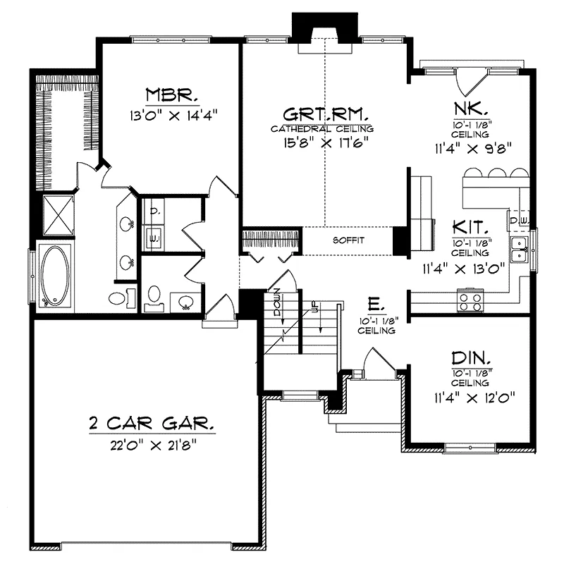 Modern House Plan First Floor - Alsace Contemporary Home 051D-0227 - Search House Plans and More