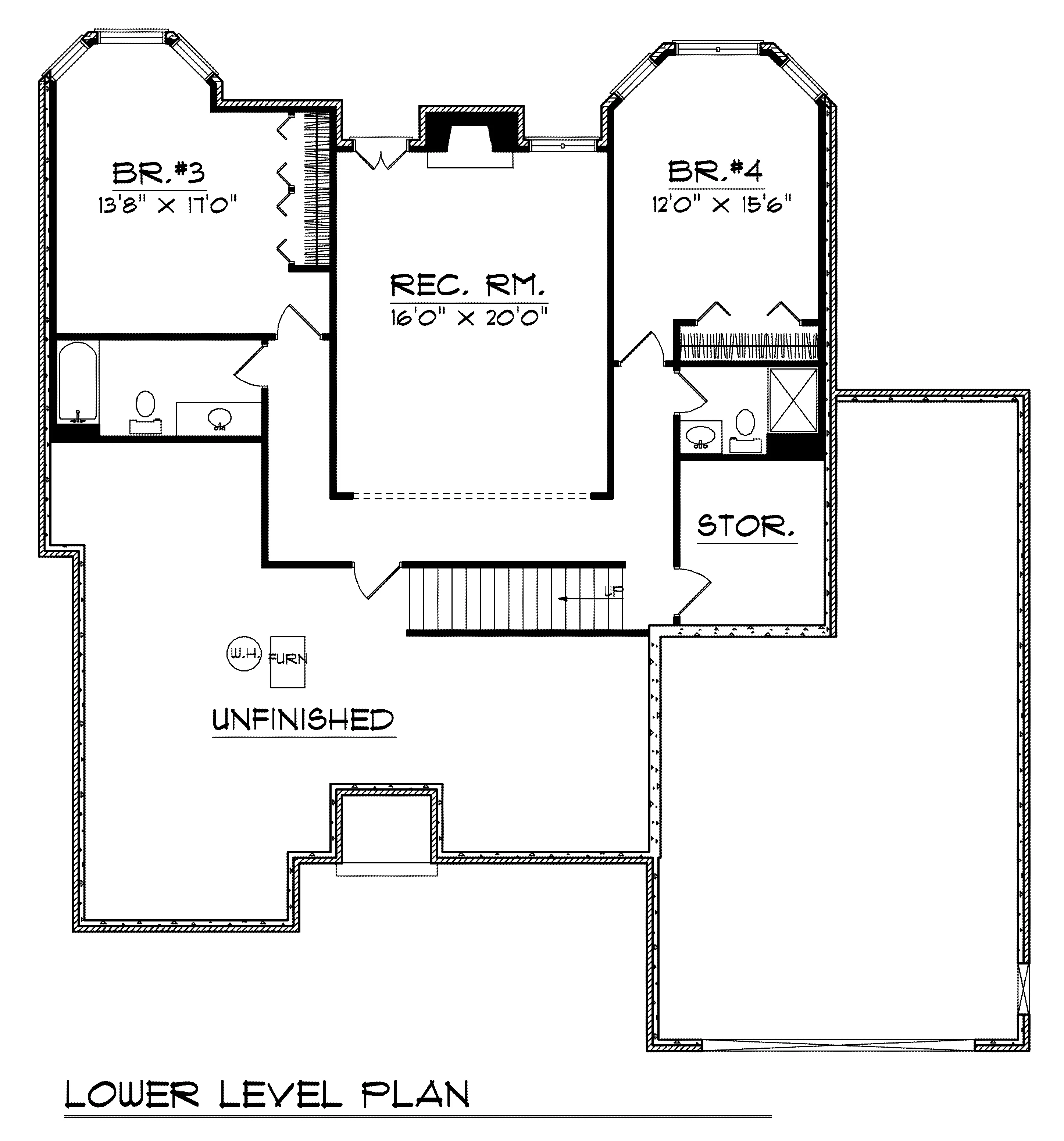Traditional House Plan Lower Level Floor - Milo Hill Traditional Home 051D-0228 - Shop House Plans and More