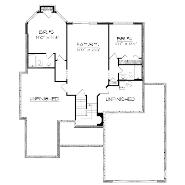 Southern House Plan Lower Level Floor - Gabrielle Hill Ranch Home 051D-0230 - Search House Plans and More