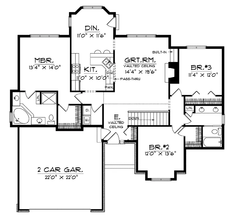 Ranch House Plan First Floor - Vienna Creek Ranch Home 051D-0231 - Shop House Plans and More