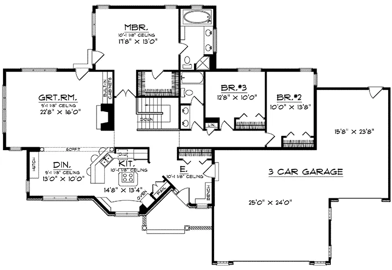 Southern House Plan First Floor - Eaglebrook Sunbelt Home 051D-0239 - Search House Plans and More