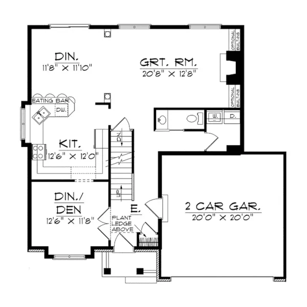 Arts & Crafts House Plan First Floor - Jacoby Country Home 051D-0241 - Search House Plans and More