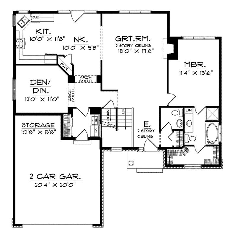 Southern House Plan First Floor - Grantham Modern Style Home 051D-0242 - Search House Plans and More