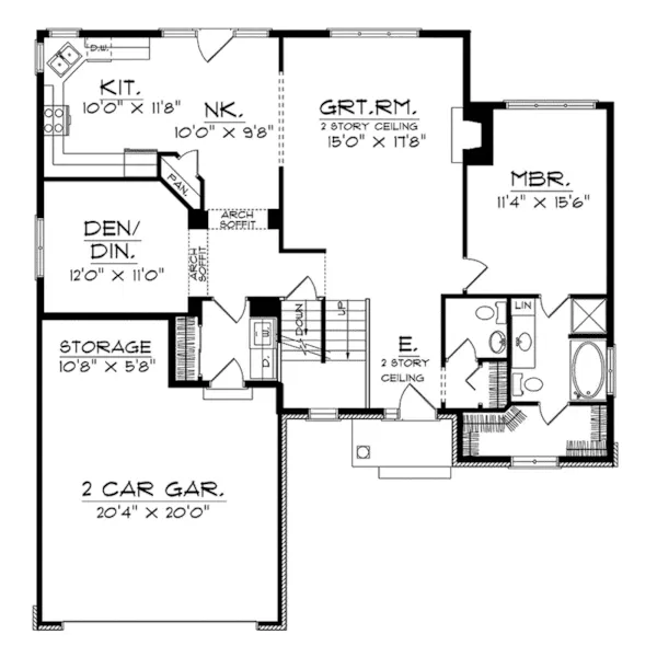 Craftsman House Plan First Floor - Grantham Modern Style Home 051D-0242 - Search House Plans and More