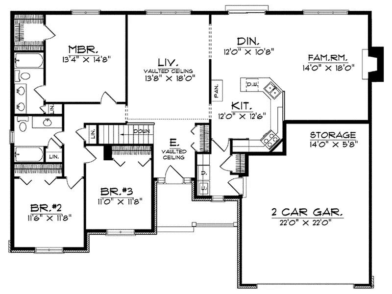 Traditional House Plan First Floor - Rosati Ranch Home 051D-0243 - Shop House Plans and More