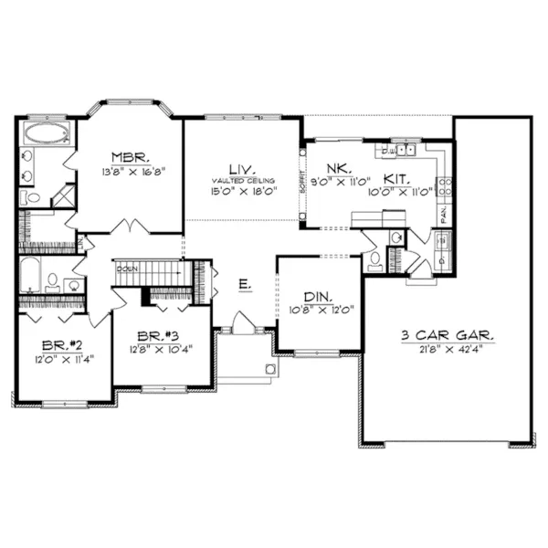 Traditional House Plan First Floor - Reece Ranch Home 051D-0245 - Shop House Plans and More