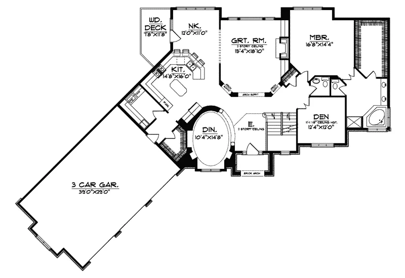 Modern House Plan First Floor - Navarre Hill European Home 051D-0248 - Shop House Plans and More