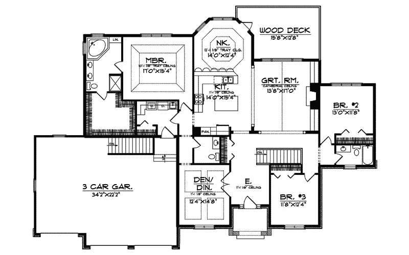 Traditional House Plan First Floor - Bommarito Traditional Ranch Home 051D-0249 - Search House Plans and More