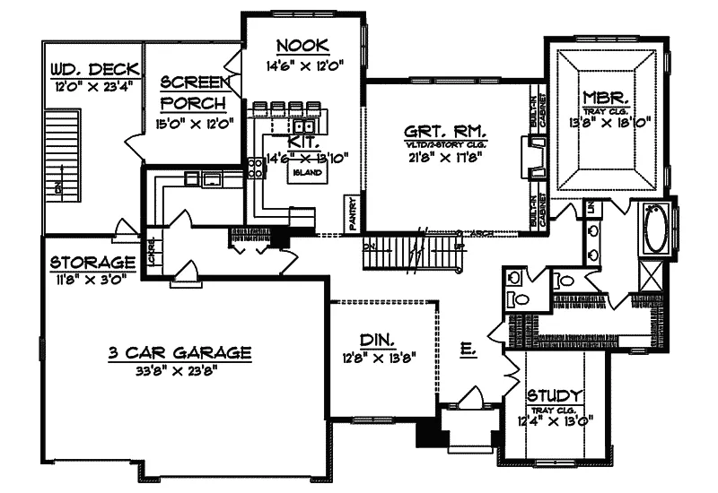Craftsman House Plan First Floor - Viburnum European Home 051D-0257 - Shop House Plans and More