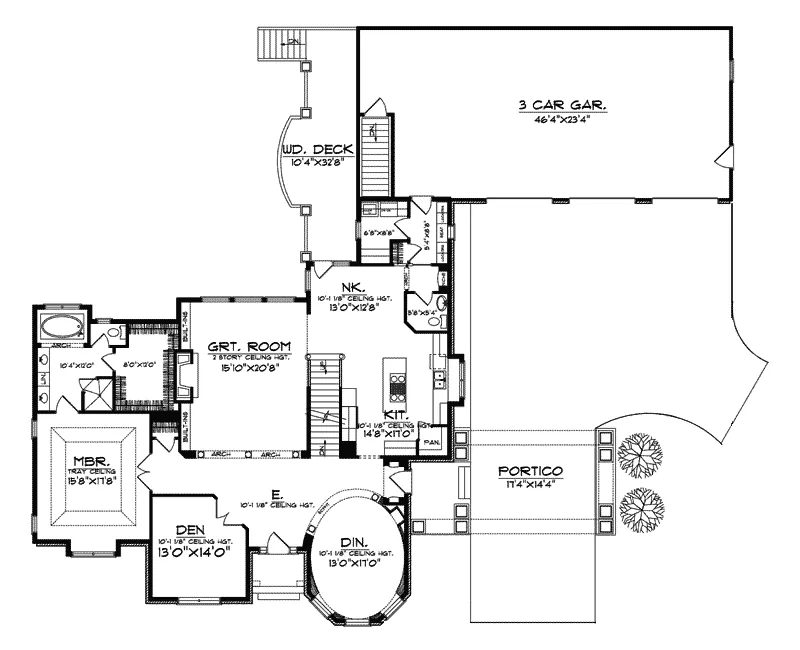 Southern House Plan First Floor - Lander Shingle Style Home 051D-0258 - Shop House Plans and More