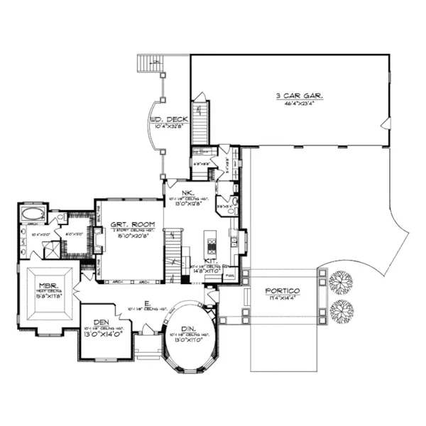 Arts & Crafts House Plan First Floor - Lander Shingle Style Home 051D-0258 - Shop House Plans and More