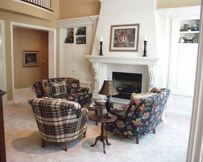 Southern House Plan Living Room Photo 01 - Lander Shingle Style Home 051D-0258 - Shop House Plans and More