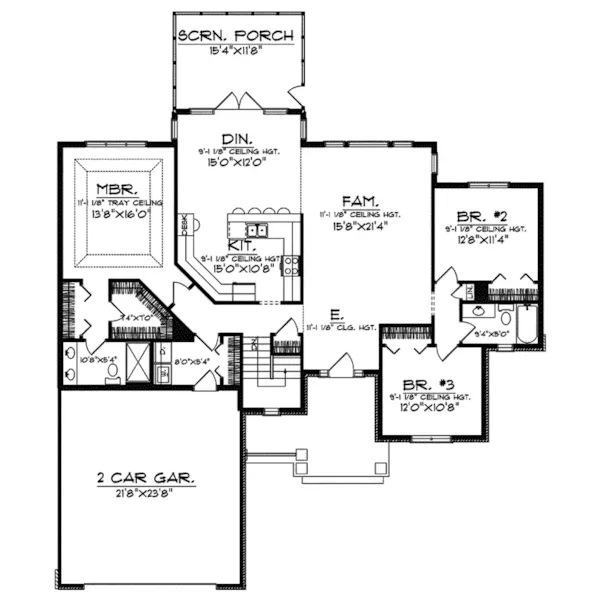 Southern House Plan First Floor - Borrelli Traditional Ranch Home 051D-0260 - Search House Plans and More