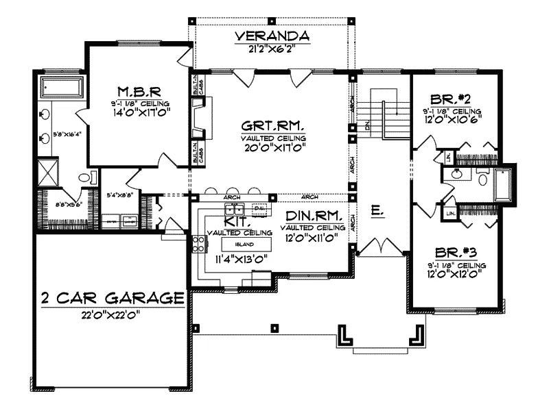 Country House Plan First Floor - Van Cleeve Craftsman Home 051D-0261 - Shop House Plans and More