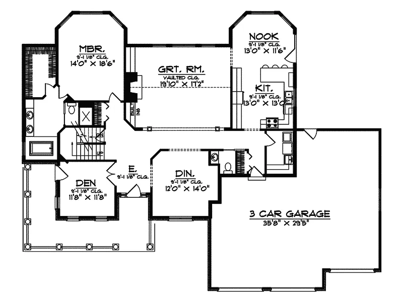 Luxury House Plan First Floor - Kabeth Place Country Farmhouse 051D-0266 - Search House Plans and More