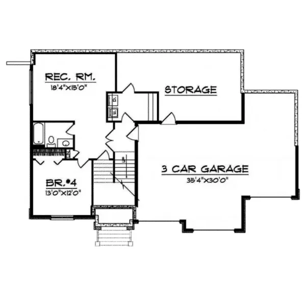 Traditional House Plan Lower Level Floor - Willa Traditional Home 051D-0267 - Shop House Plans and More