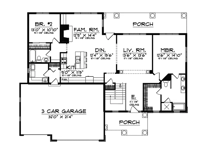 Shingle House Plan First Floor - Juniper Glen Traditional Home 051D-0273 - Search House Plans and More