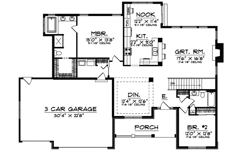 Shingle House Plan First Floor - Amadora Ranch Home 051D-0274 - Search House Plans and More