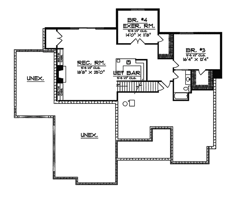 Modern House Plan Lower Level Floor - Armbruster Luxury Ranch Home 051D-0282 - Search House Plans and More