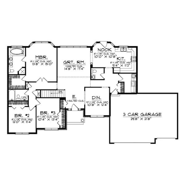 Traditional House Plan First Floor - Cristobal Traditional Ranch Home 051D-0283 - Search House Plans and More