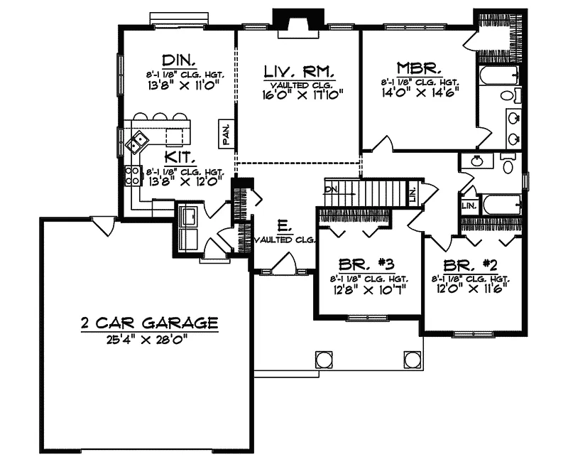 Traditional House Plan First Floor - Cara Ranch Home 051D-0284 - Search House Plans and More