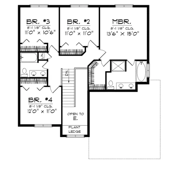 Traditional House Plan Second Floor - Greanlee Traditional Home 051D-0288 - Search House Plans and More