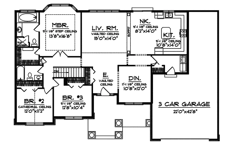 Cabin & Cottage House Plan First Floor - Osage Heights Rustic Home 051D-0294 - Shop House Plans and More