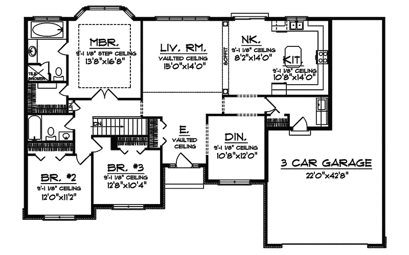 Southern House Plan First Floor - Sonora Point Ranch Home 051D-0297 - Shop House Plans and More